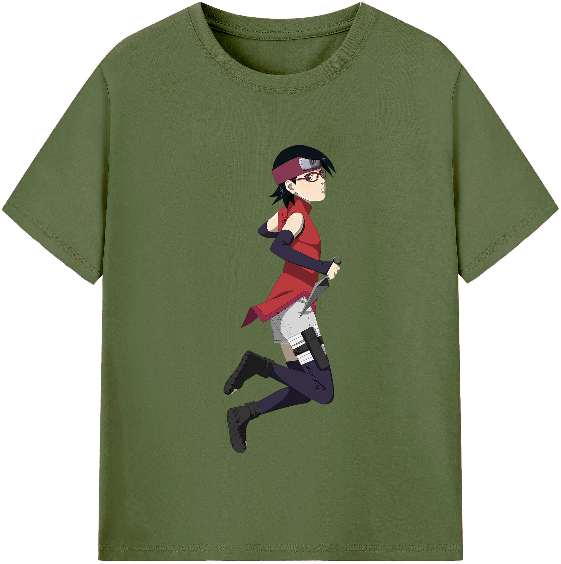 （画像用） NARUTO -ナルト- うちは サラダ Uchiha Sarada 綿100％半袖Tシャツ（フロントプリント）